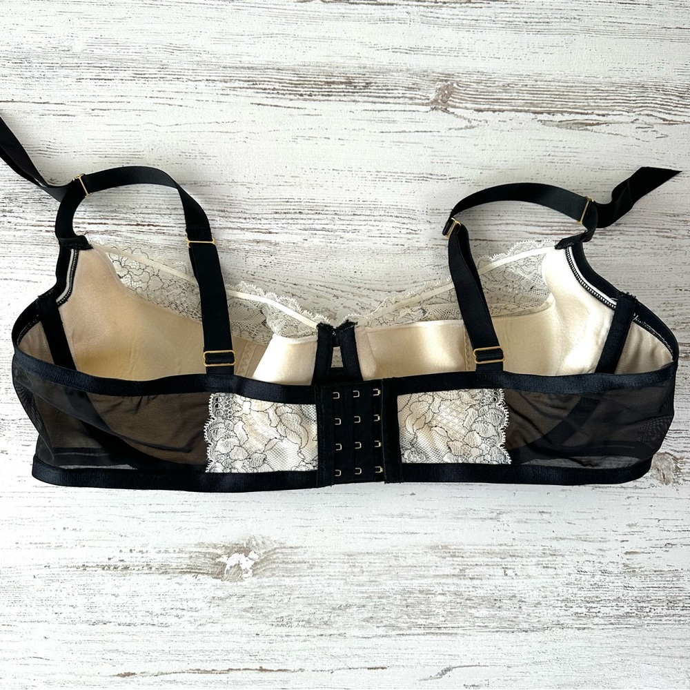 CACIQUE Floral Lace Balconette Bra 42DD Cream Black - Picture 5 of 9